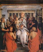 Bartolomeo Suardi The Madonna and the Nino with eight holy oil painting reproduction
